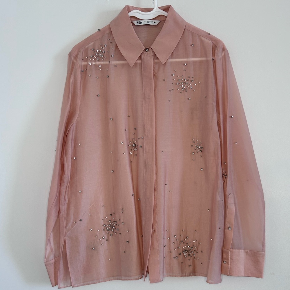 Zara Pink Embellished women Shirt